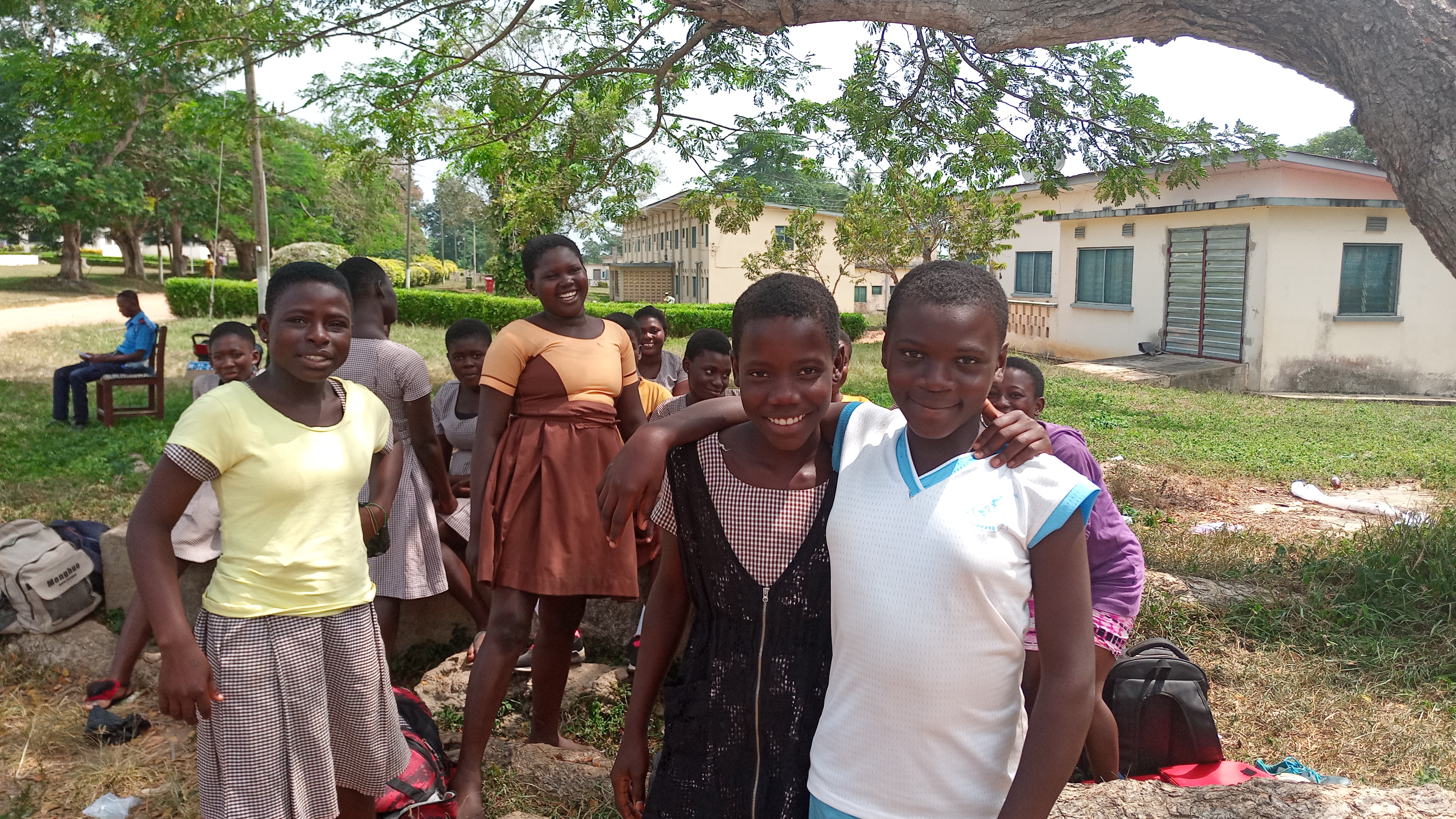 Children at the football field in Ajumako